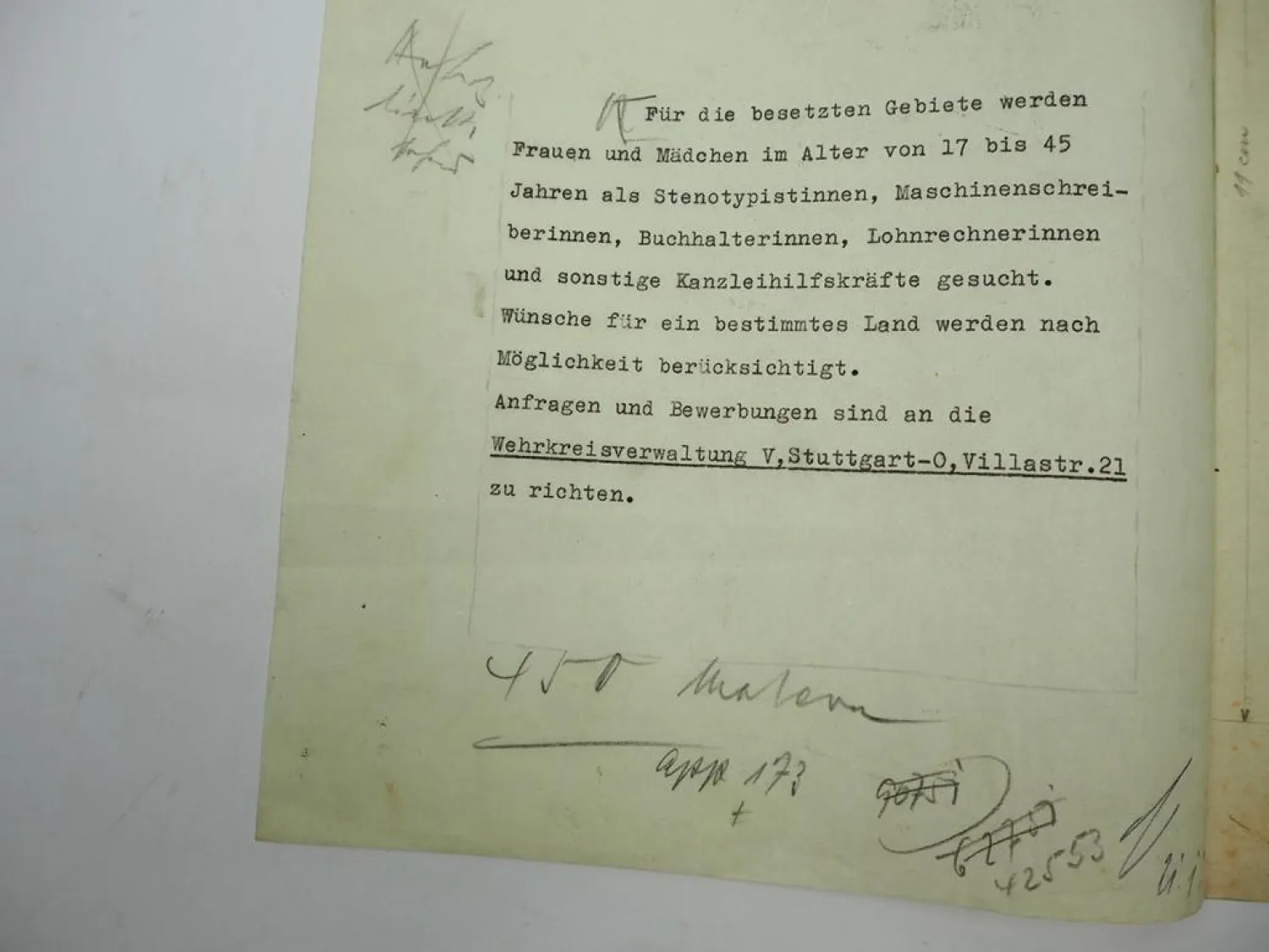 Original Matern Werbeentwurf Werde Stabshelferin des Heeres Stuttgart 1943