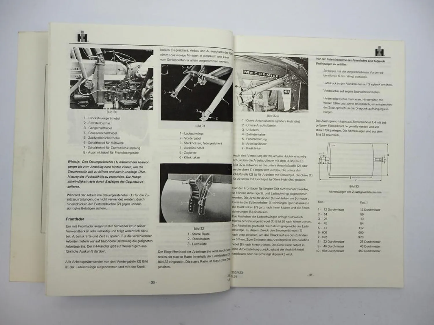 Original Mc Cormick IHC 353 423 Dieselschlepper Betriebsanleitung Wartung 1969