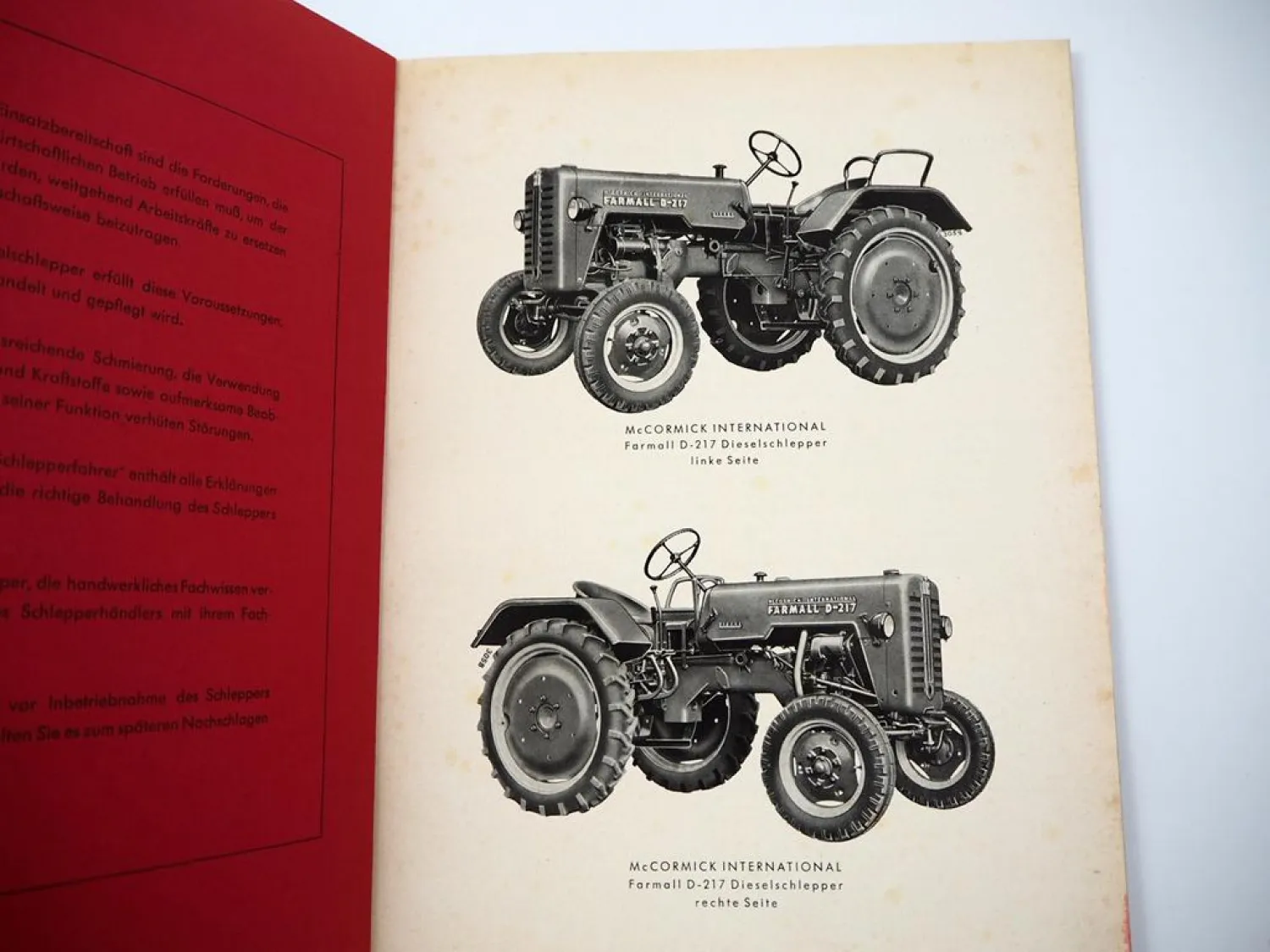 Original Mc Cormick IHC D-217 Farmall Betriebsanleitung Handbuch 1956