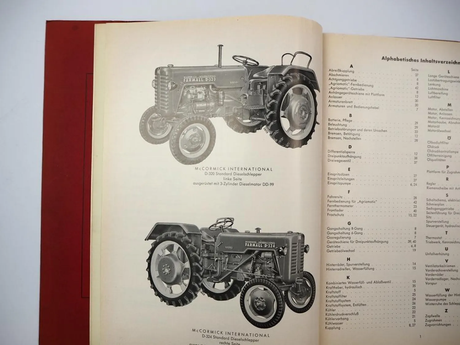 Original Mc Cormick IHC D-320 D-324 Standard Schlepper Betriebsanleitung 1962