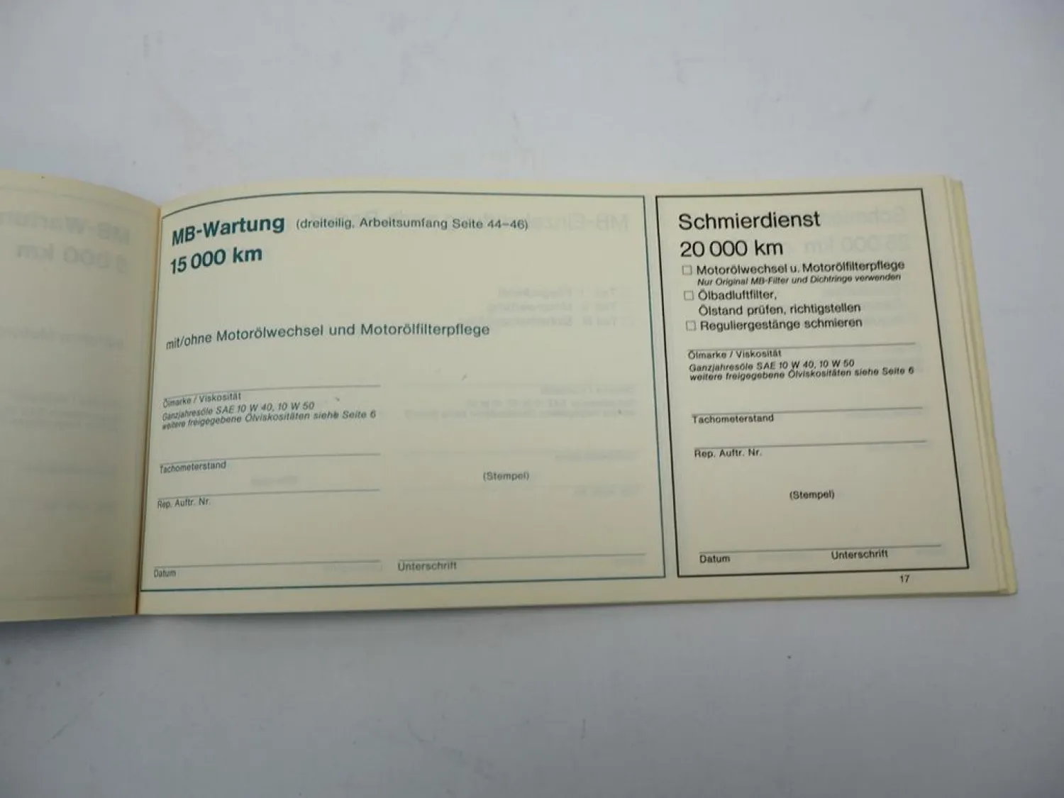Original Mercedes Benz 200 220 D/8 W115 Wartungsheft blanko 1971
