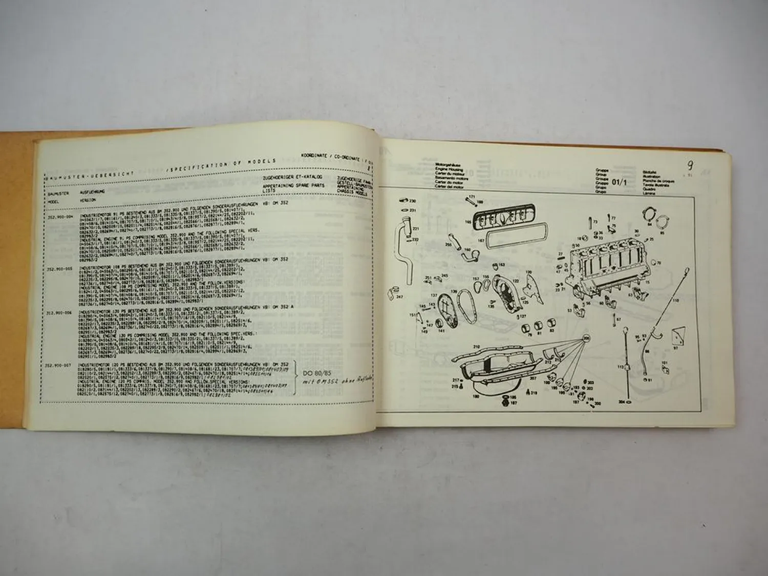 Original Mercedes Benz OM352.900 Motor f. Claas Mähdrescher Ersatzteilliste 1975