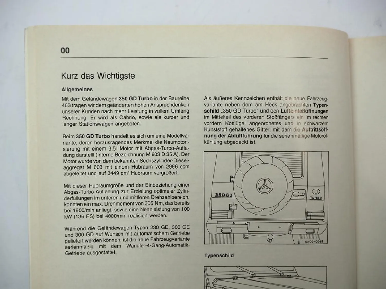 Original Mercedes-Benz Werkstatthandbuch 350 GD Turbo Geländewagen W463 – 1992