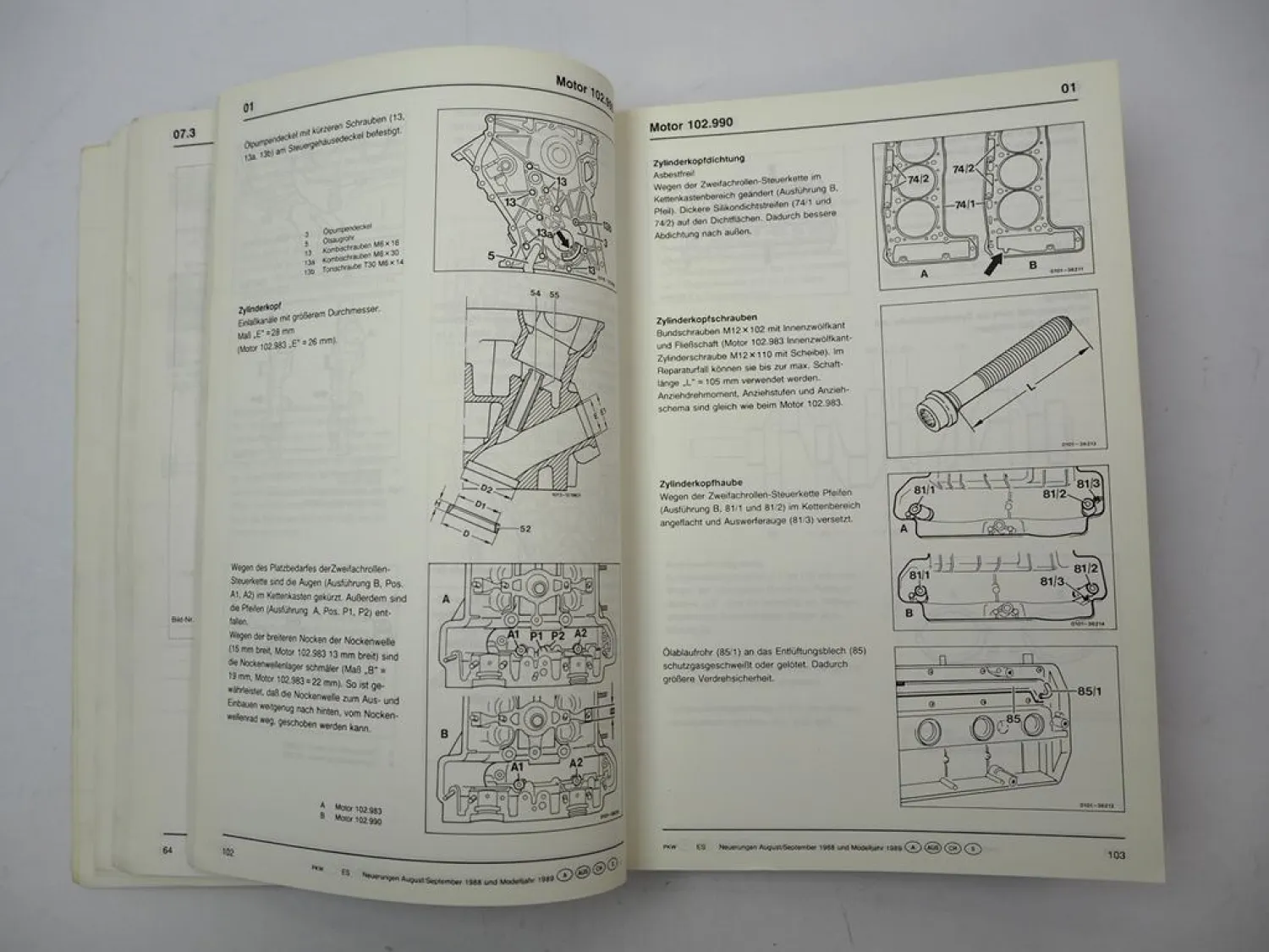 Original Mercedes-Benz Werkstatthandbuch Modelljahr 1989 W107 W124 W126 W201