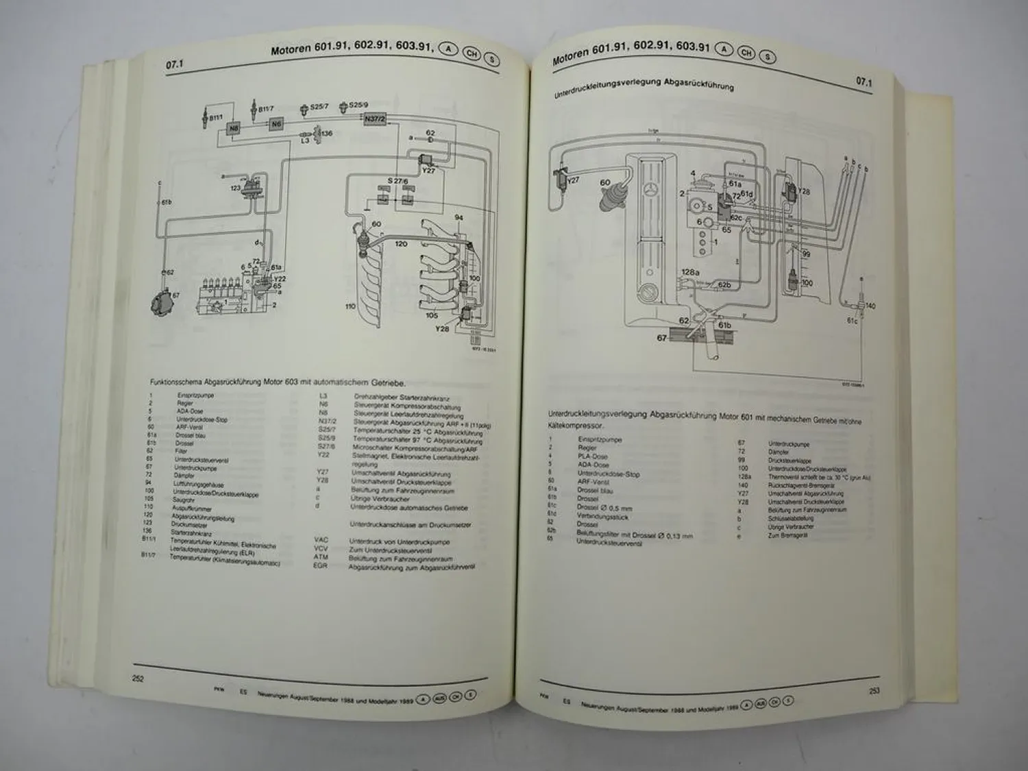 Original Mercedes-Benz Werkstatthandbuch Modelljahr 1989 W107 W124 W126 W201