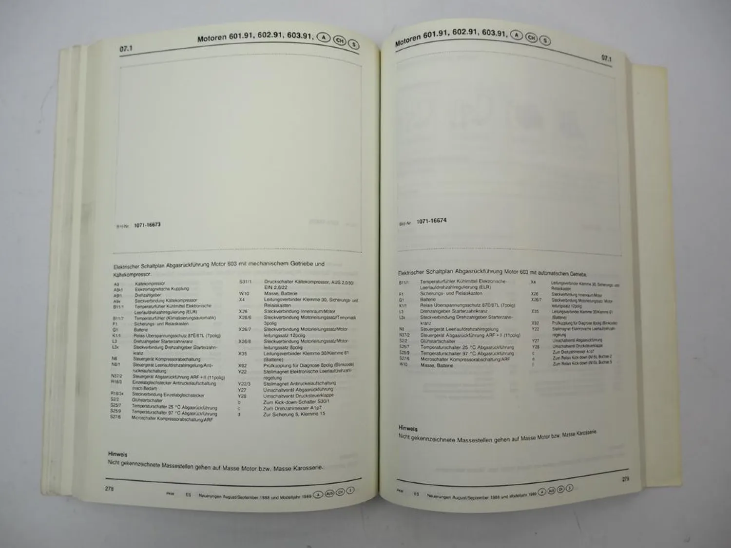 Original Mercedes-Benz Werkstatthandbuch Modelljahr 1989 W107 W124 W126 W201