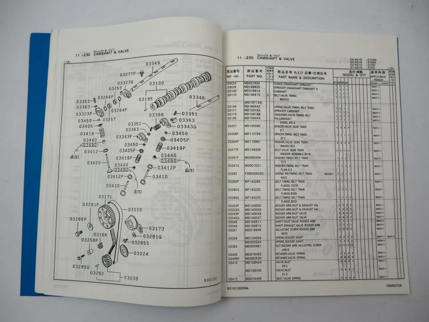 Original Mitsubishi 4G15 Engine for FG KFG Forklift Parts List Ersatzteilliste