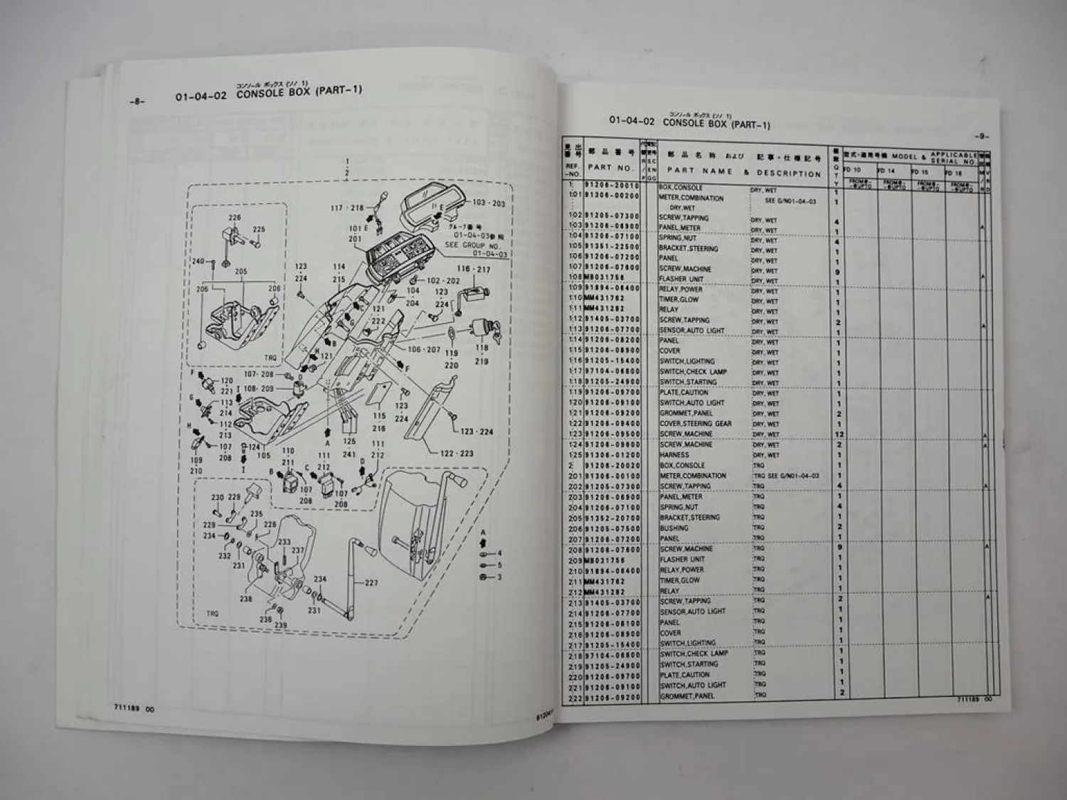Original Mitsubishi FD 15 18 Forklift Truck Parts List Ersatzteilliste 1991