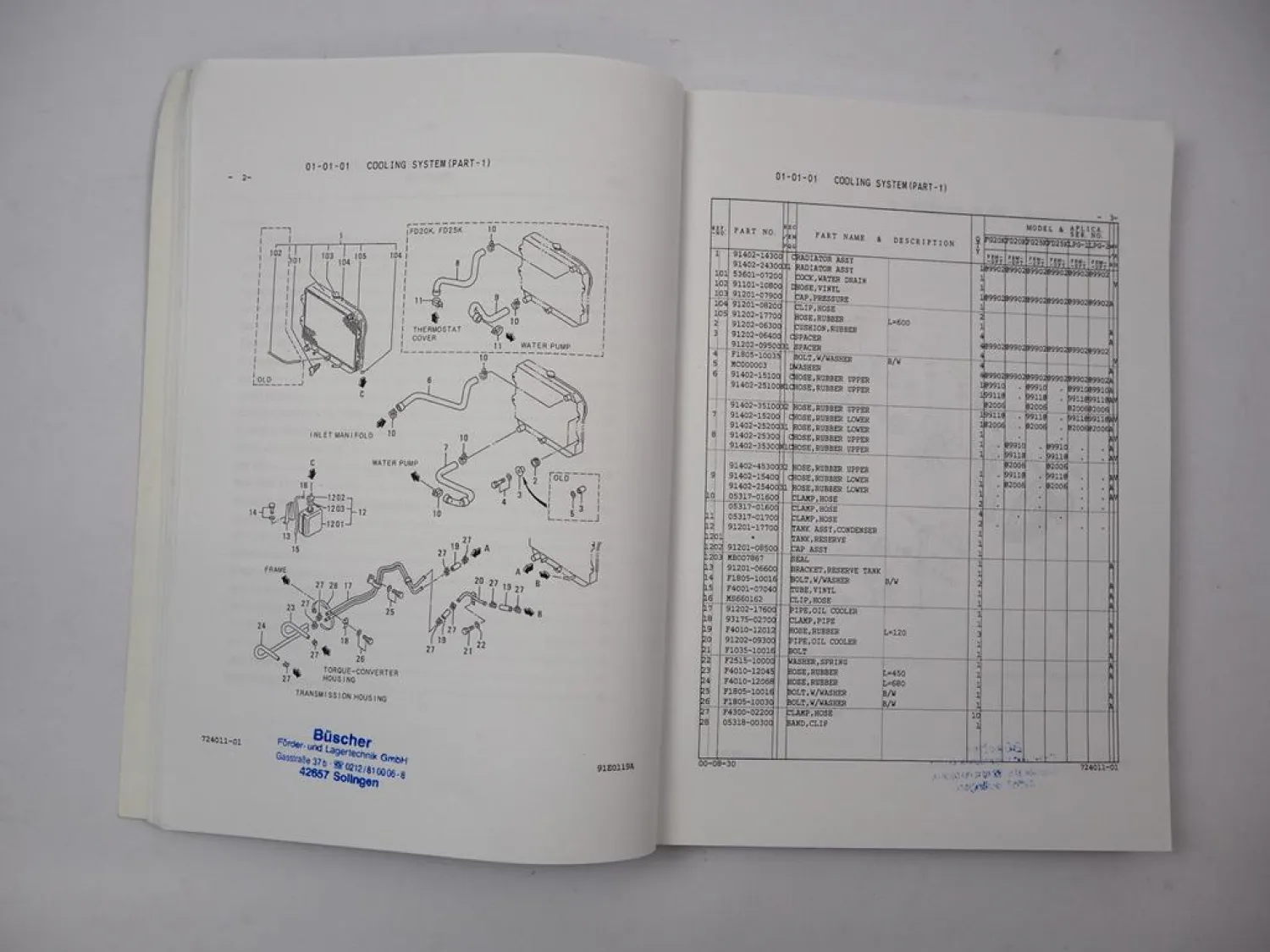 Original Mitsubishi FG FD 20 25 K Forklift Truck Parts List Ersatzteilliste 2000