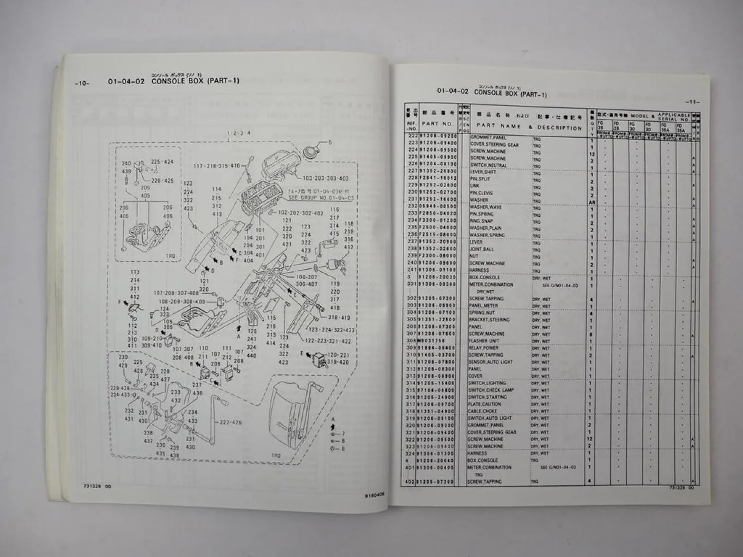 Original Mitsubishi FG FD 30 35 A Forklift Truck Parts List Ersatzteilliste 1991