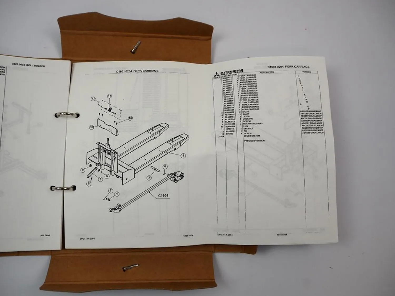 Original Mitsubishi PBP16M Forklift Parts List Hubwagen Ersatzteilliste 2005