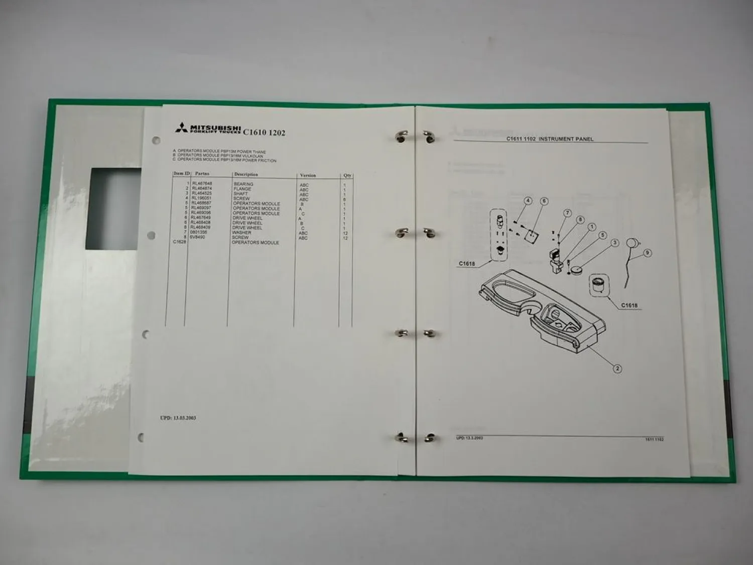Original Mitsubishi PBP20M Forklift Parts List Hubstapler Ersatzteilliste 2003