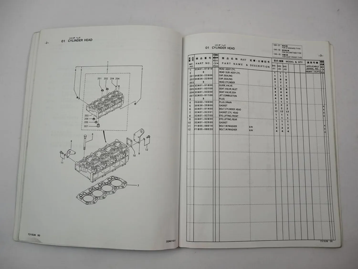 Original Mitsubishi S4S Engine for FD 20 25 30 35A Forklift Parts List 1991