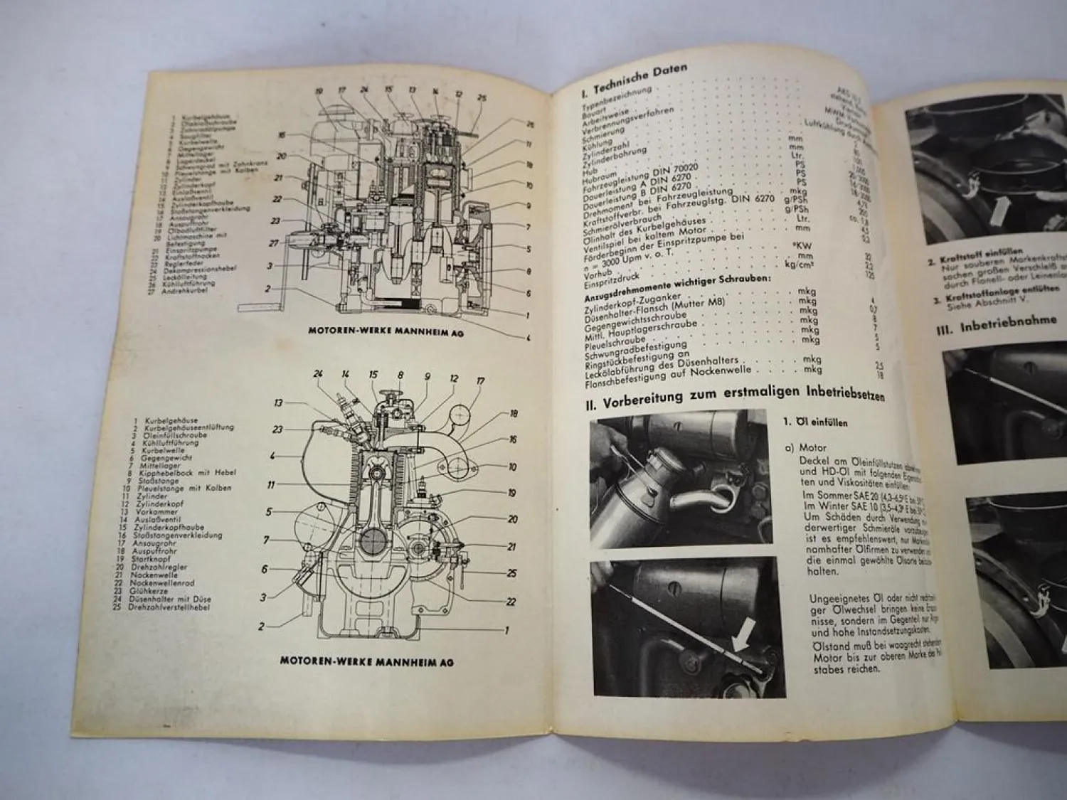 Original MWM AKD10Z Diesel Motor Betriebsanleitung Ersatzteilliste 1960er Jahre