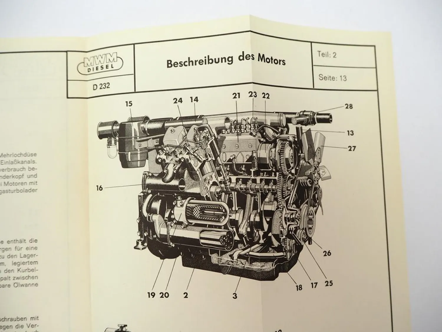 Original MWM D TD TBD 232 Dieselmotor V6 V8 V12 Bedienungsanleitung Wartung 1970