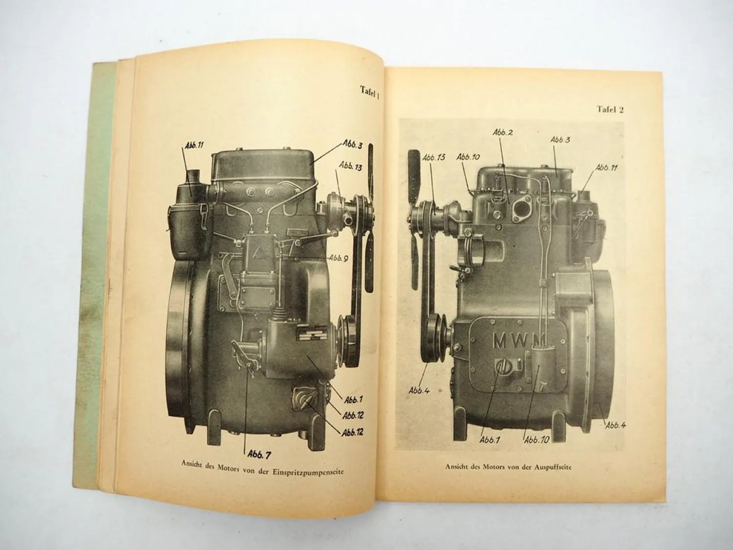 Original MWM TD15 Diesel Motor Betriebsanleitung Ersatzteilliste 1950/60er Jahre