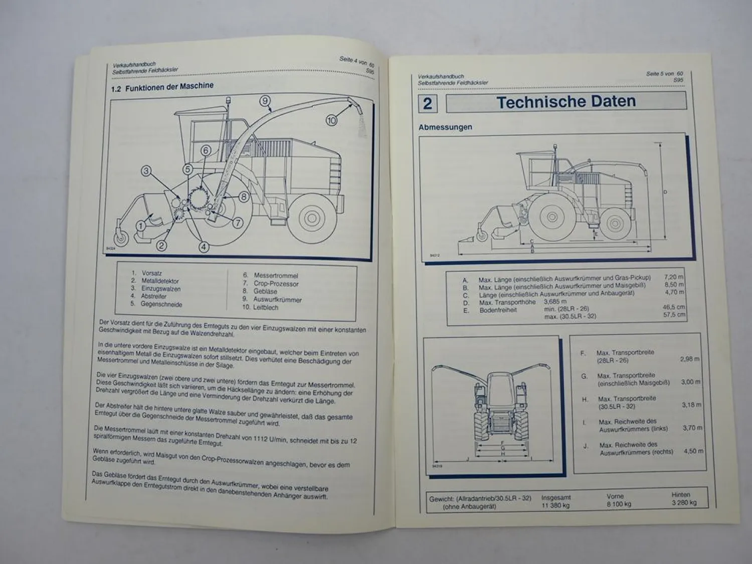 Original New Holland FX 300 375 450 Selbstf. Feldhäcksler Verkaufshandbuch 1995