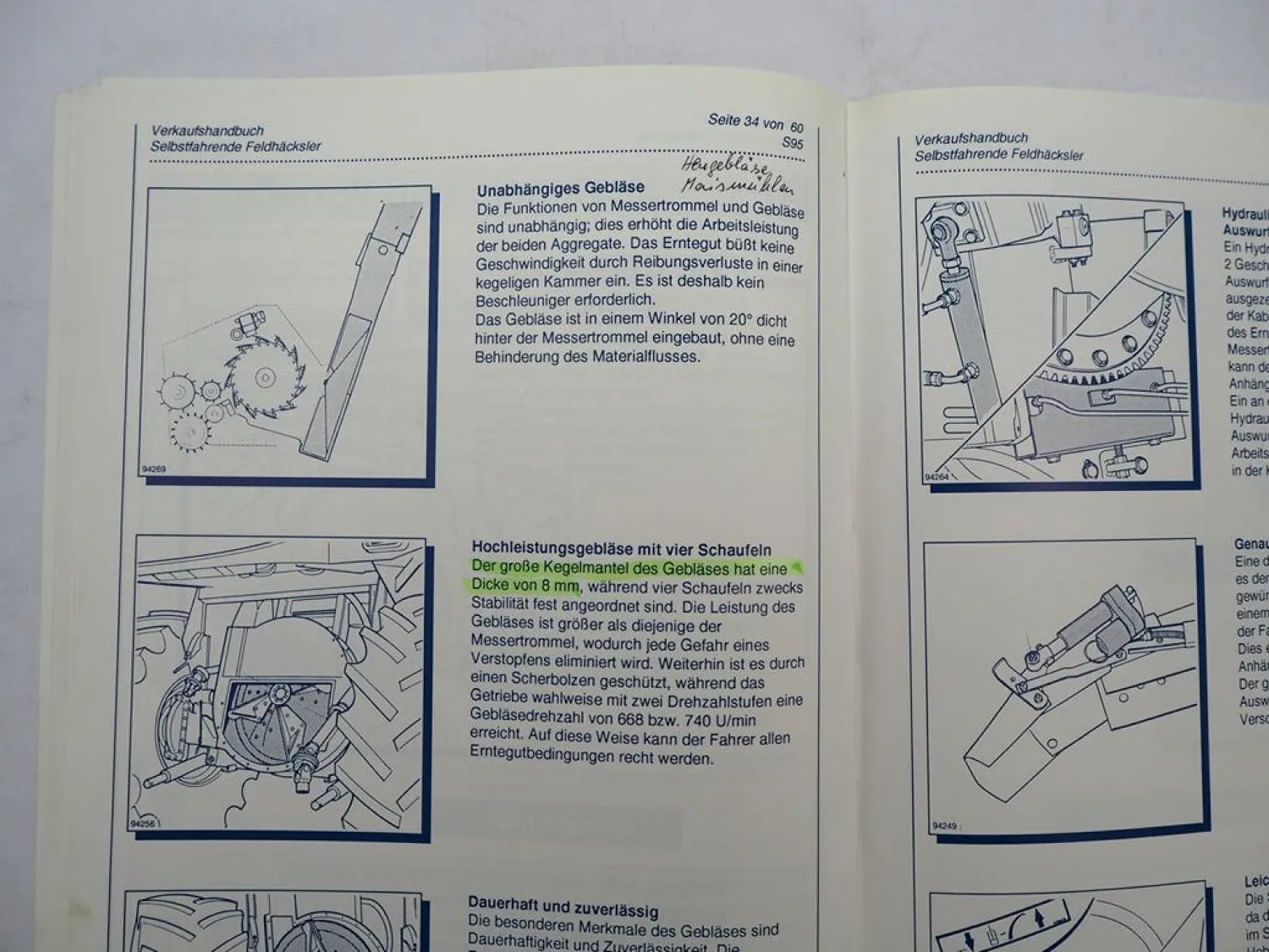 Original New Holland FX 300 375 450 Selbstf. Feldhäcksler Verkaufshandbuch 1995