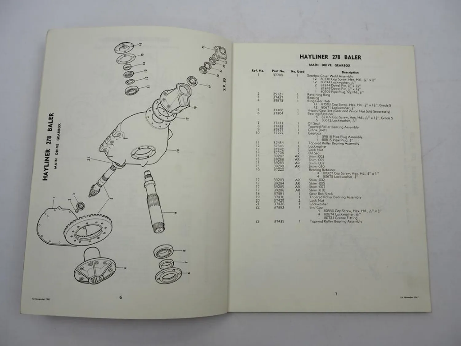 Original New Holland Hayliner 278 Baler Presse Parts List Ersatzteilliste 1967