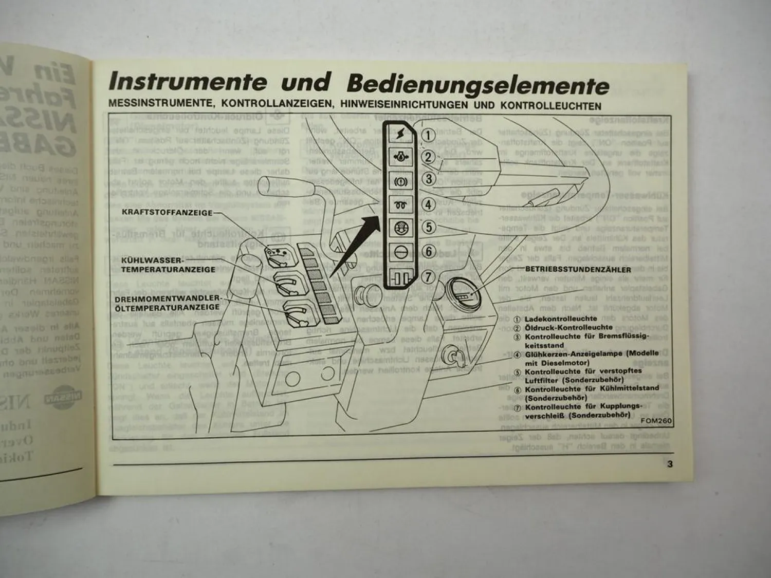 Original Nissan H01 H02 Modell Serie Gabelstapler Betriebsanleitung 1987