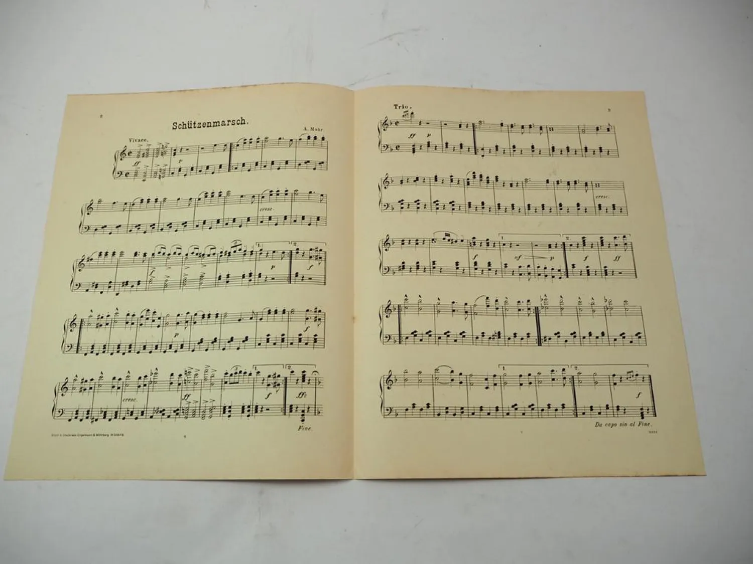 Original Notenblatt Schützenmarsch 12. Verbandsschießen Karlsruhe 1891