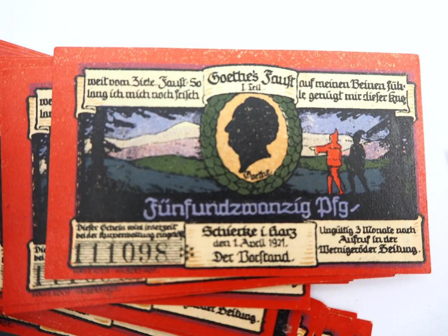 Original Notgeldscheine Schierke Harz 1921 Serie Goethes Faust ca. 290 Stück