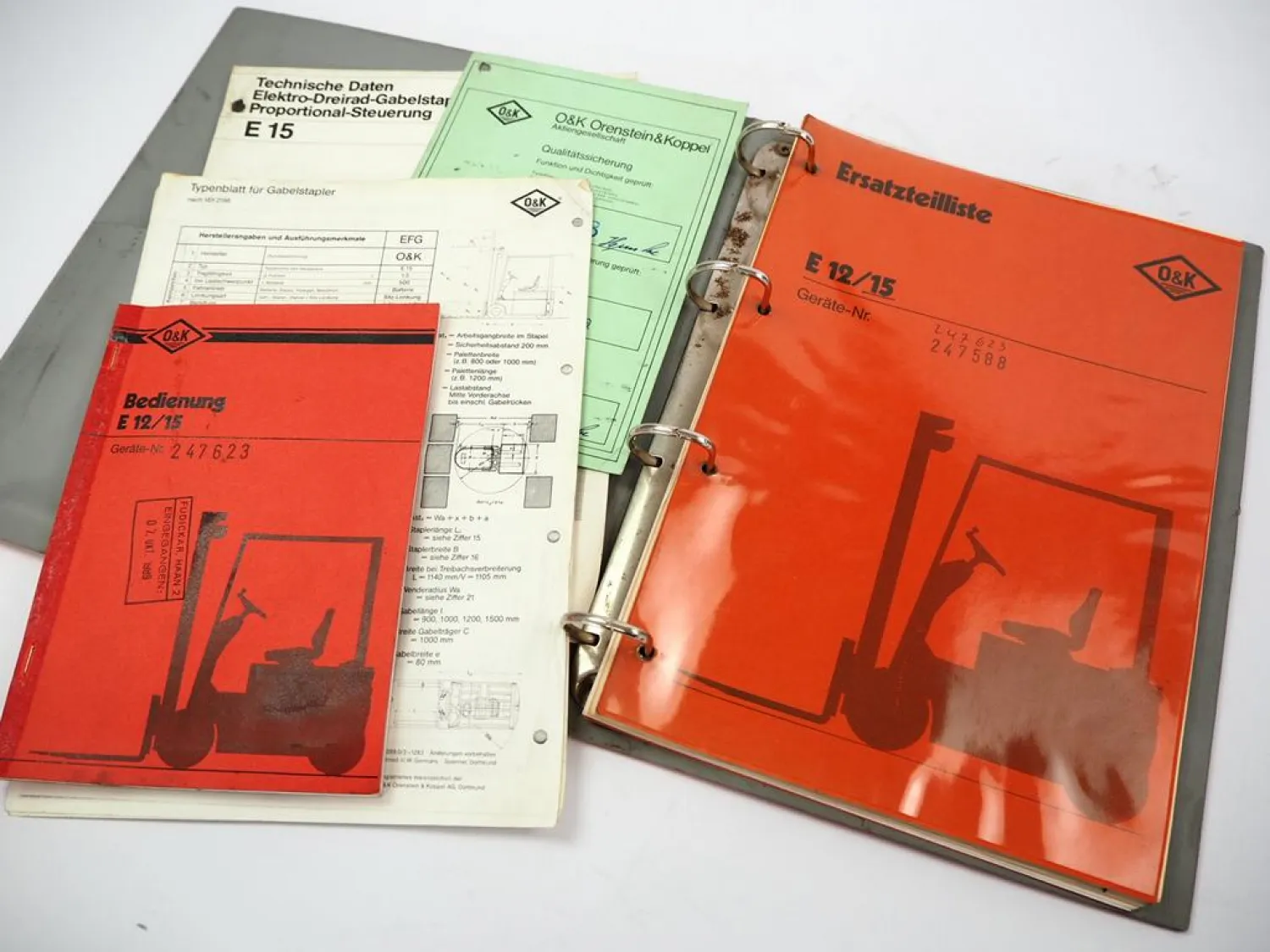 Original O&K E12 E15 Gabelstapler Betriebsanleitung Bedienung & Ersatzteilliste