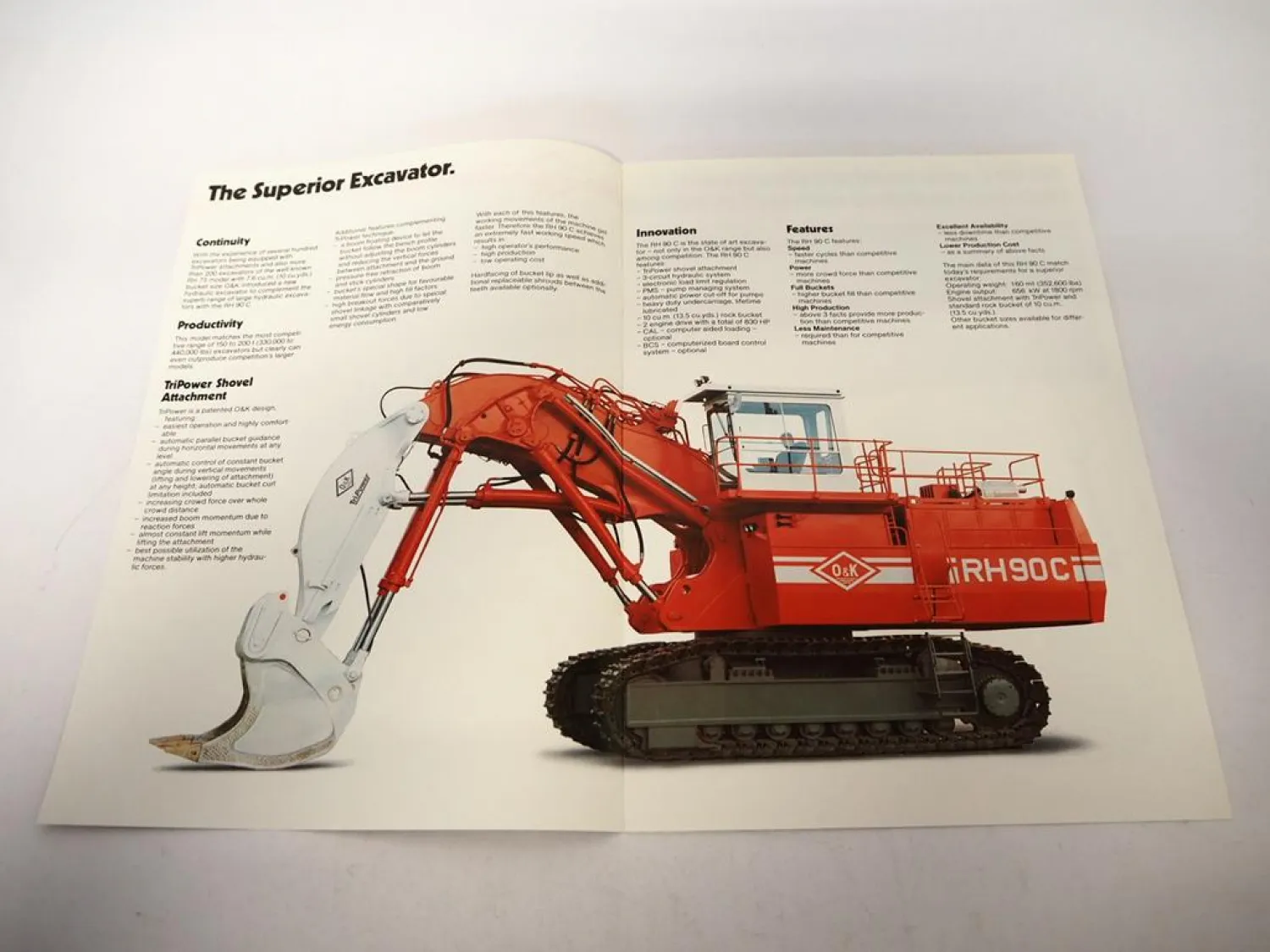 Original O&K RH 90 C Crawler Excavator Bagger Prospekt Brochure 1988 in englisch