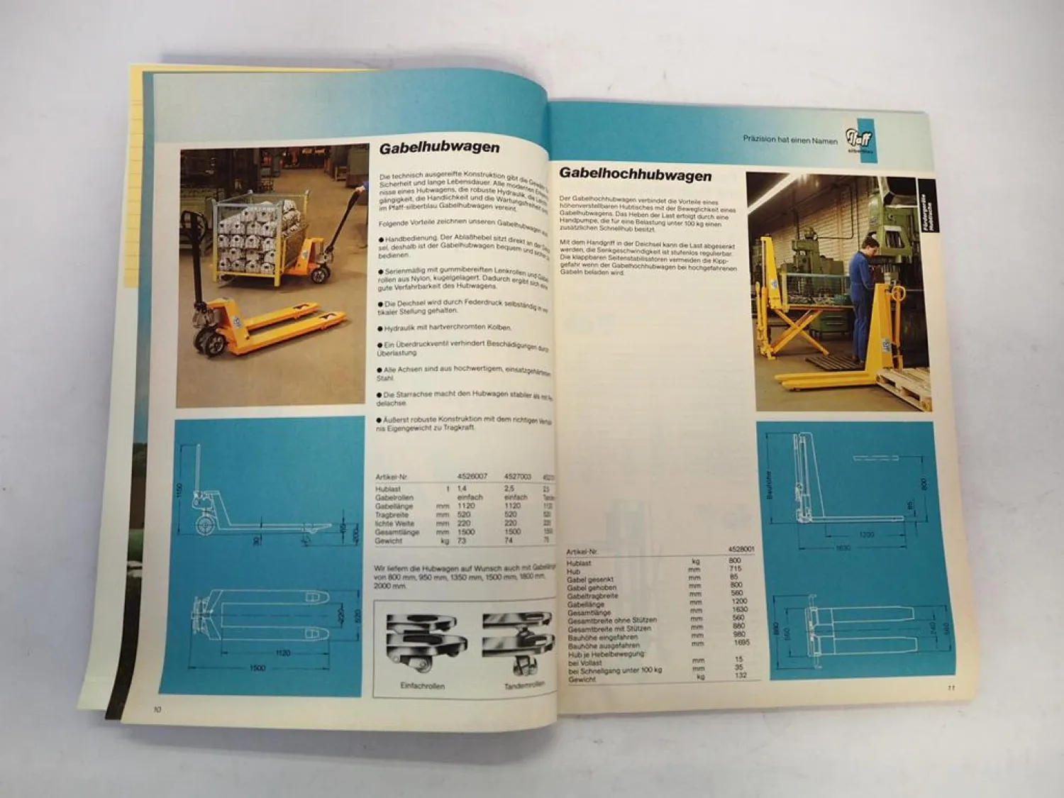 Original Pfaff silberblau Verkaufskatalog Hebezeuge Fördergeräte 1987
