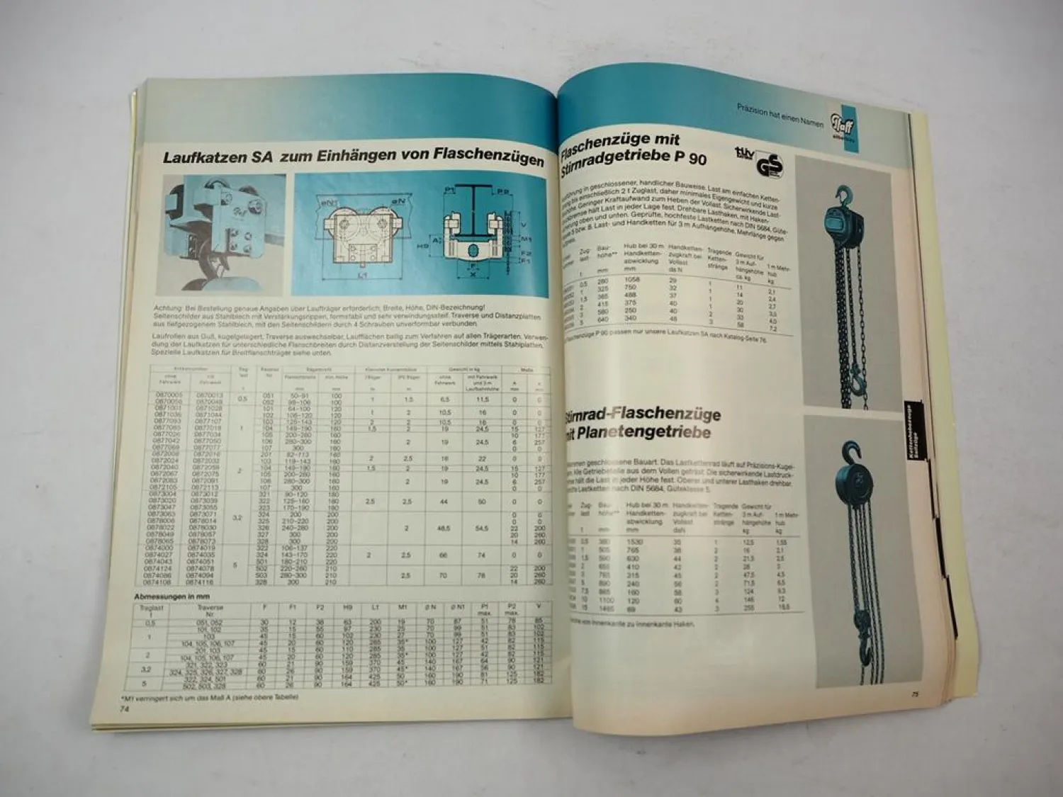 Original Pfaff silberblau Verkaufskatalog Hebezeuge Fördergeräte 1987