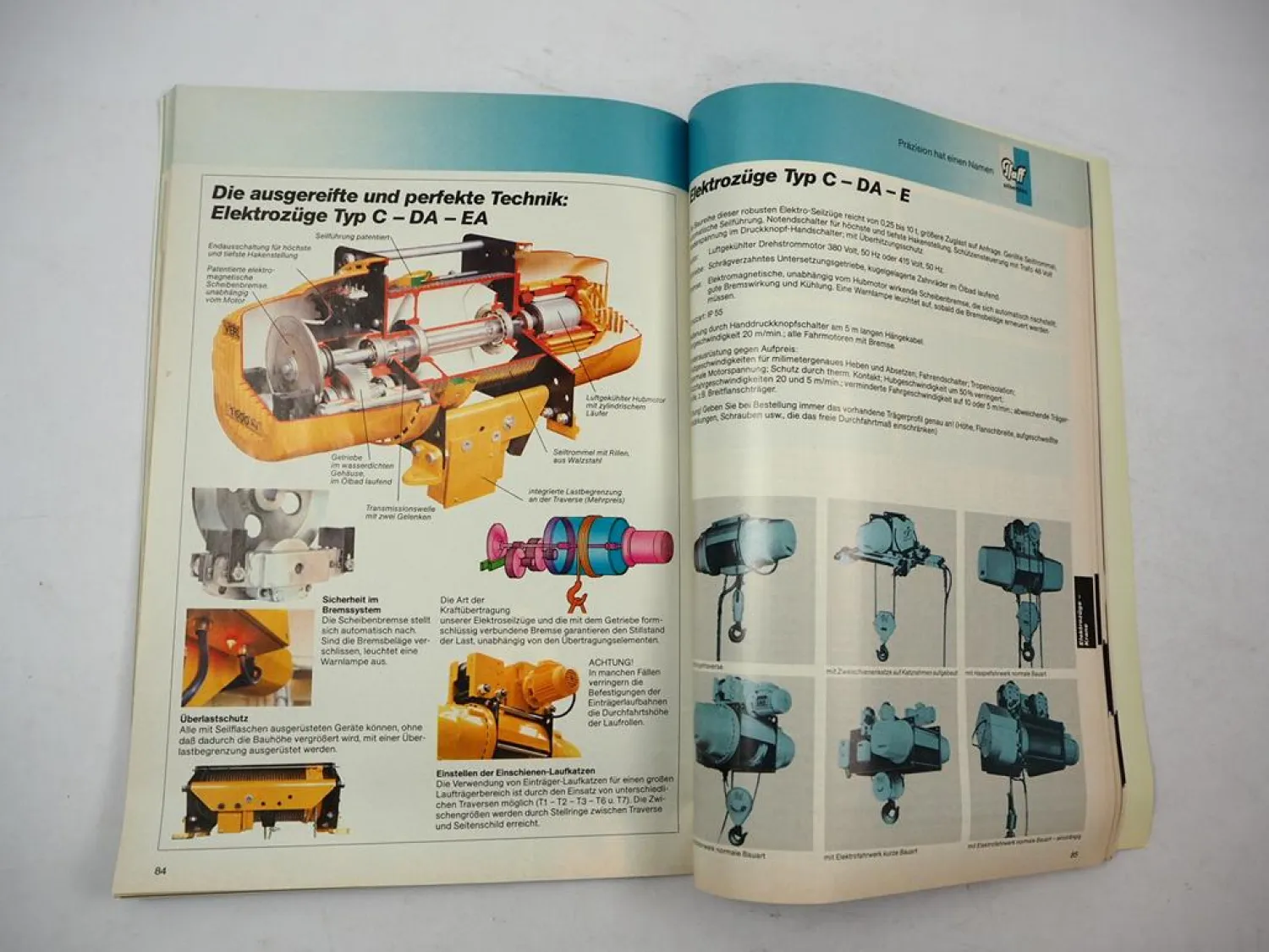 Original Pfaff silberblau Verkaufskatalog Hebezeuge Fördergeräte 1987