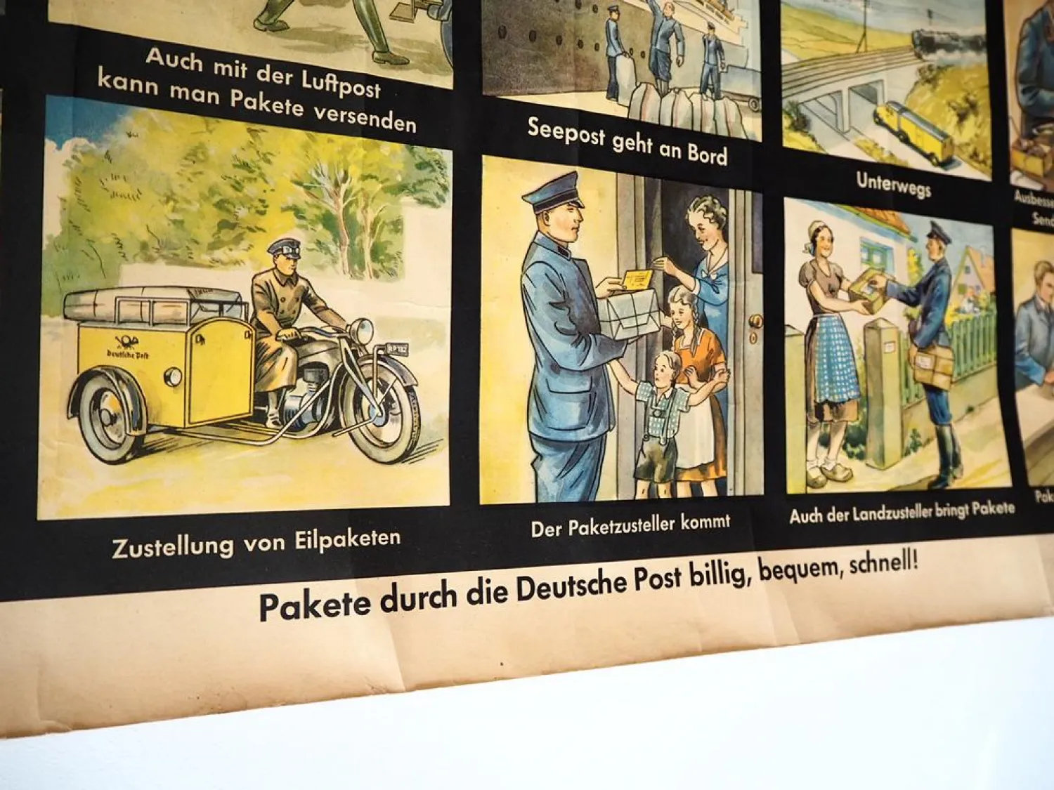 Original Plakat für Schule Deutsche Post Postpakete 1940/50er Jahre