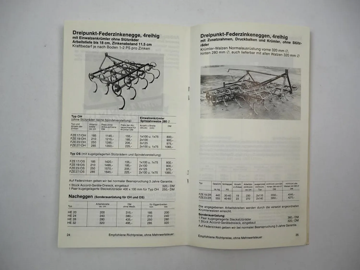 Original Preisliste Gebr. Müller Pflugfabrik Köln Bodenbearbeitung 9/1988