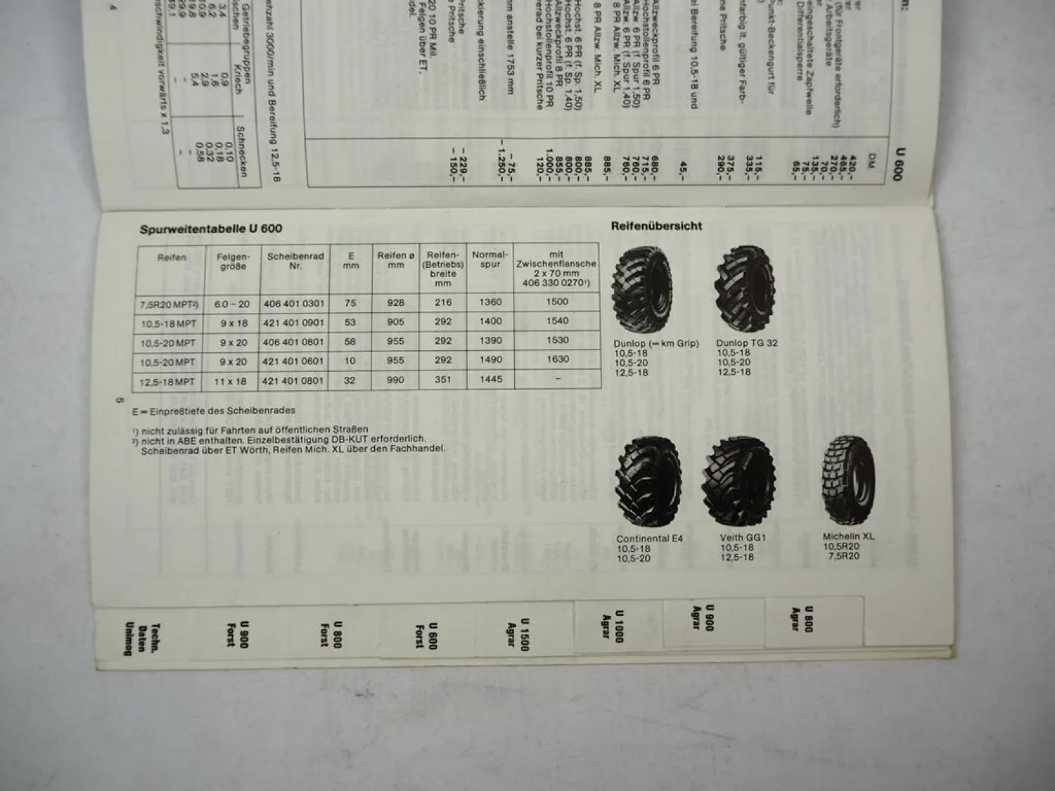 Original Preisliste Mercedes Benz Unimog U 600 800 900 1000 1500 Agrar Forst 1982