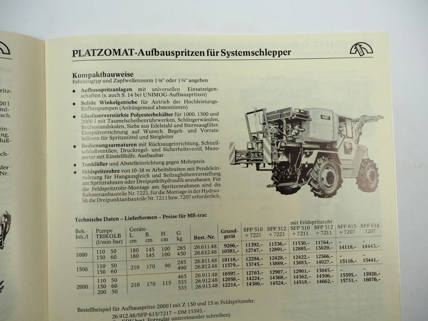 Original Preisliste Platz Pflanzenschutzgeräte Hochdruckreiniger Programm 1979