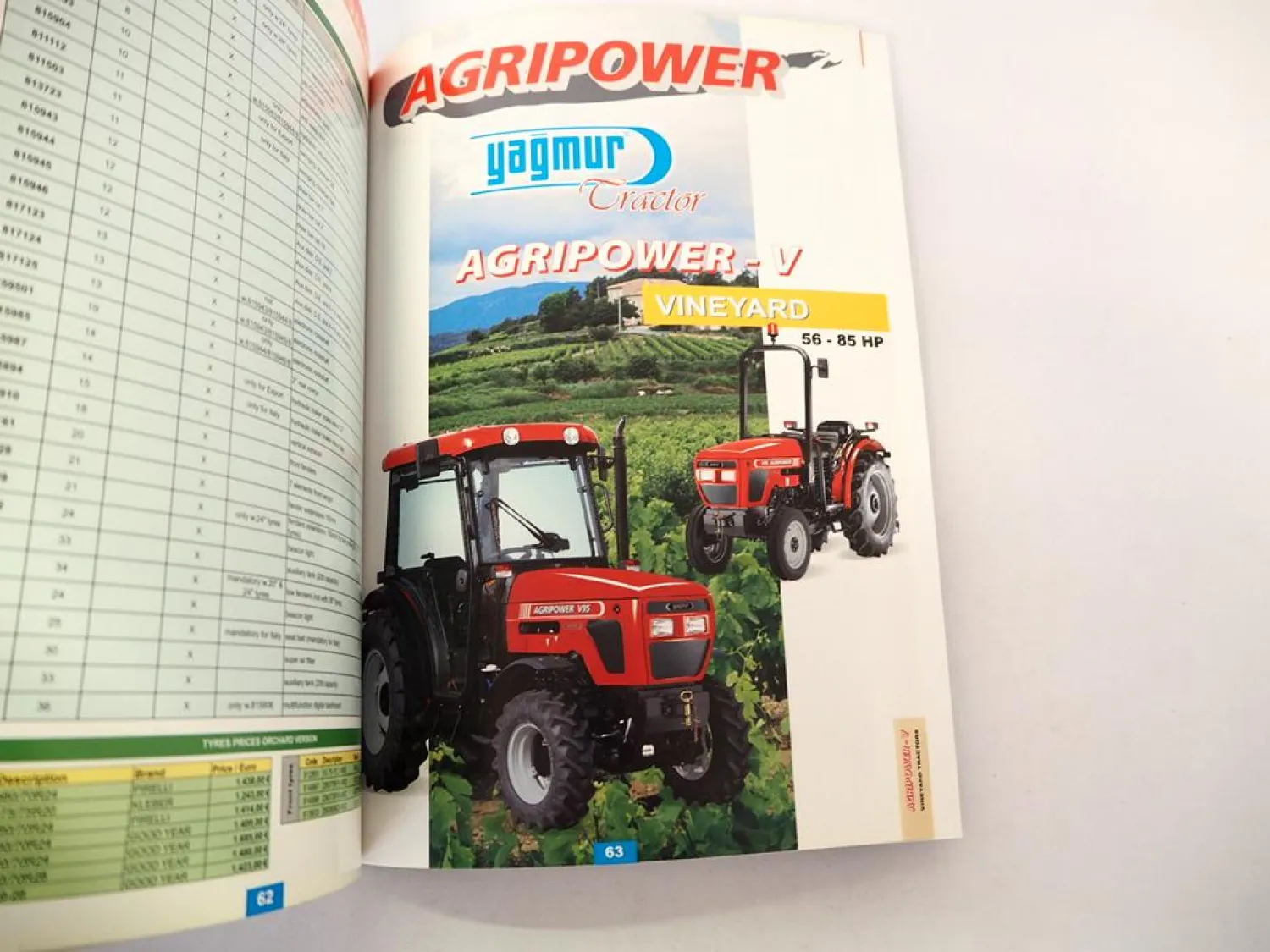 Original Preisliste Yagmur Valpadana Efsane Agripower Traktoren Türkei 2006