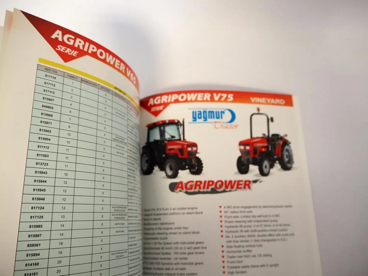 Original Preisliste Yagmur Valpadana Efsane Agripower Traktoren Türkei 2006