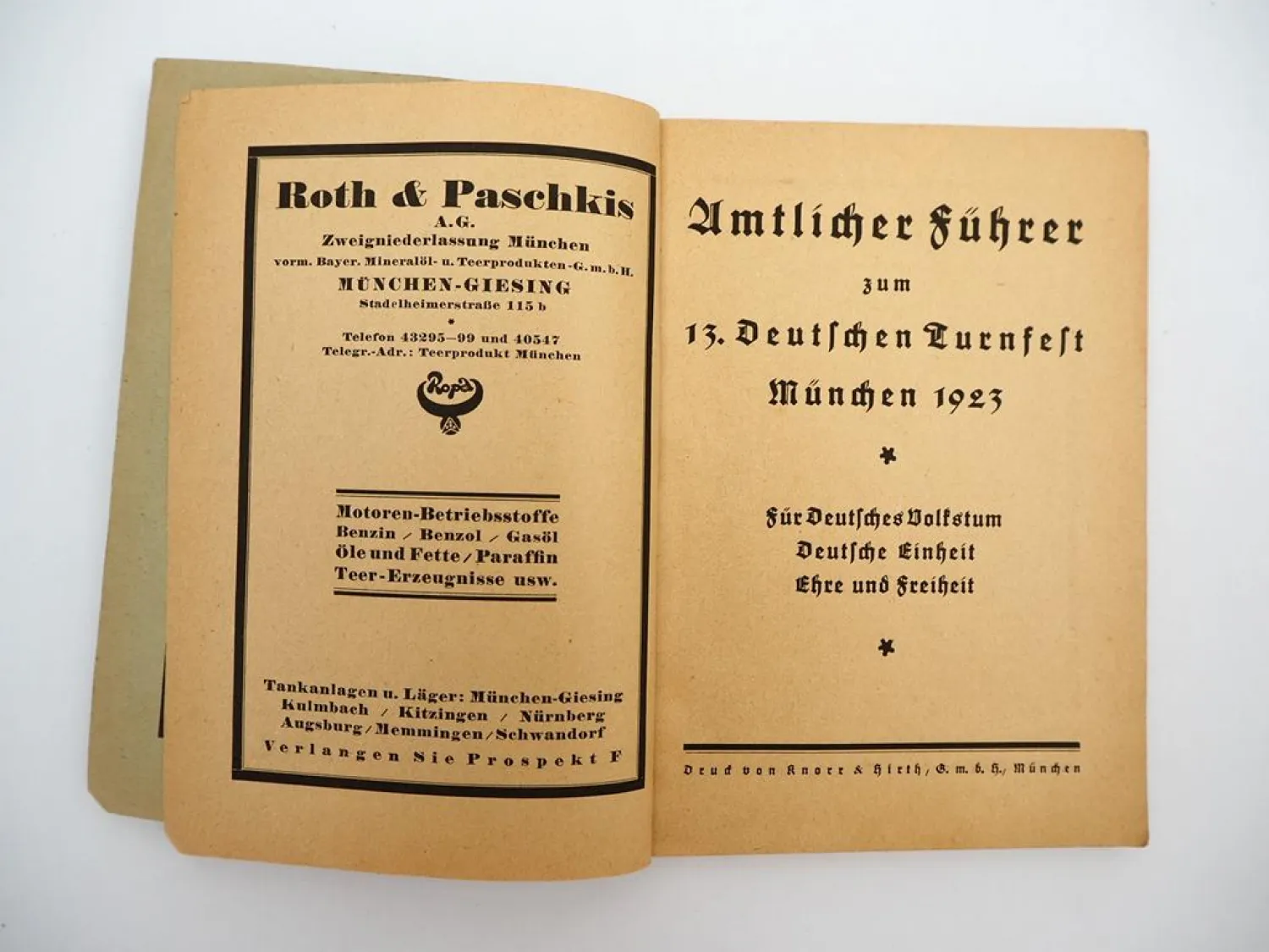Original Programmheft Festprogramm 13. Deutsches Turnfest München 1923