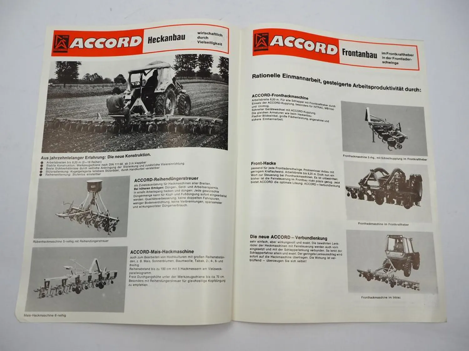 Original Prospekt Accord Landtechnik Hackmaschinen Düngerstreuer 1970er Jahre