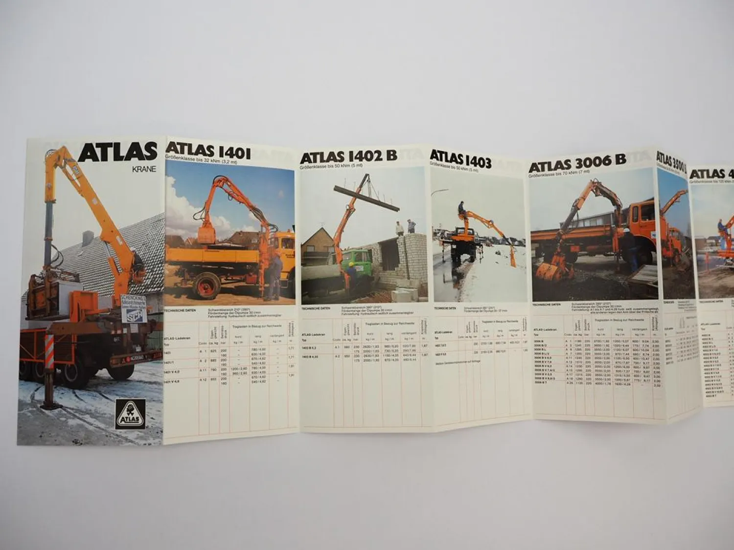 Original Prospekt Atlas 610 bis 6500 Anbau Kran für LKW 1983