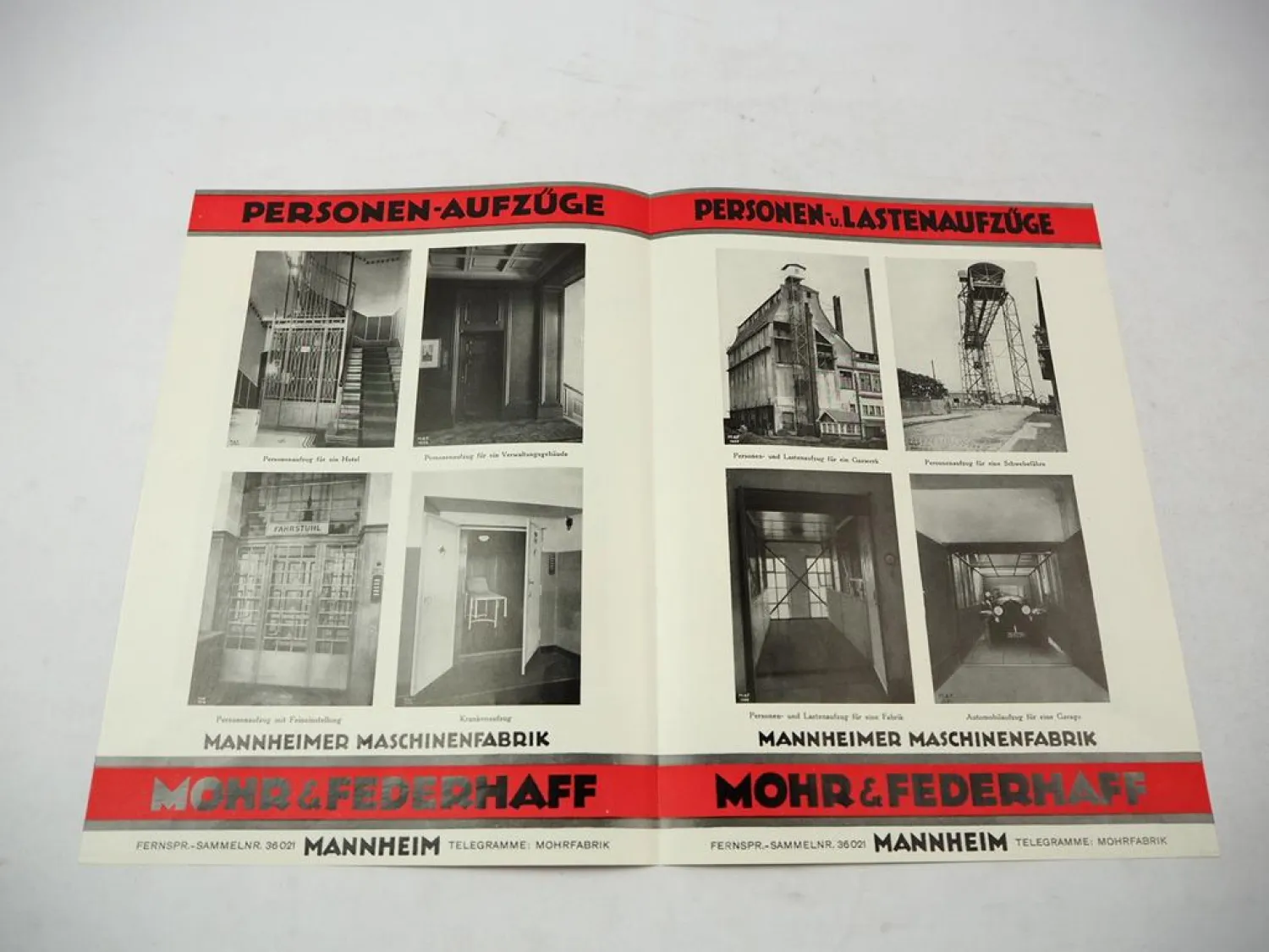 Original Prospekt Aufzüge Mohr & Federhaff Mannheimer Maschinenfabrik 1929