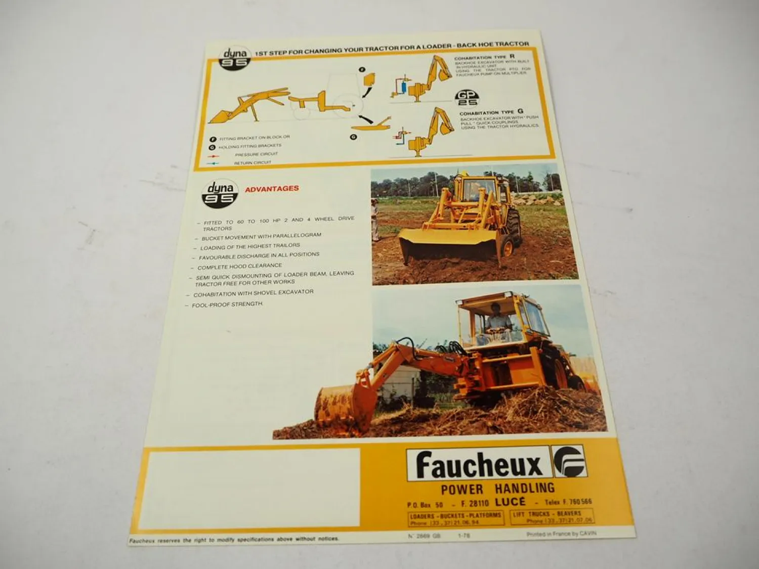 Original Prospekt Brochure Faucheux Industrielader Type R G for Tractors 1978
