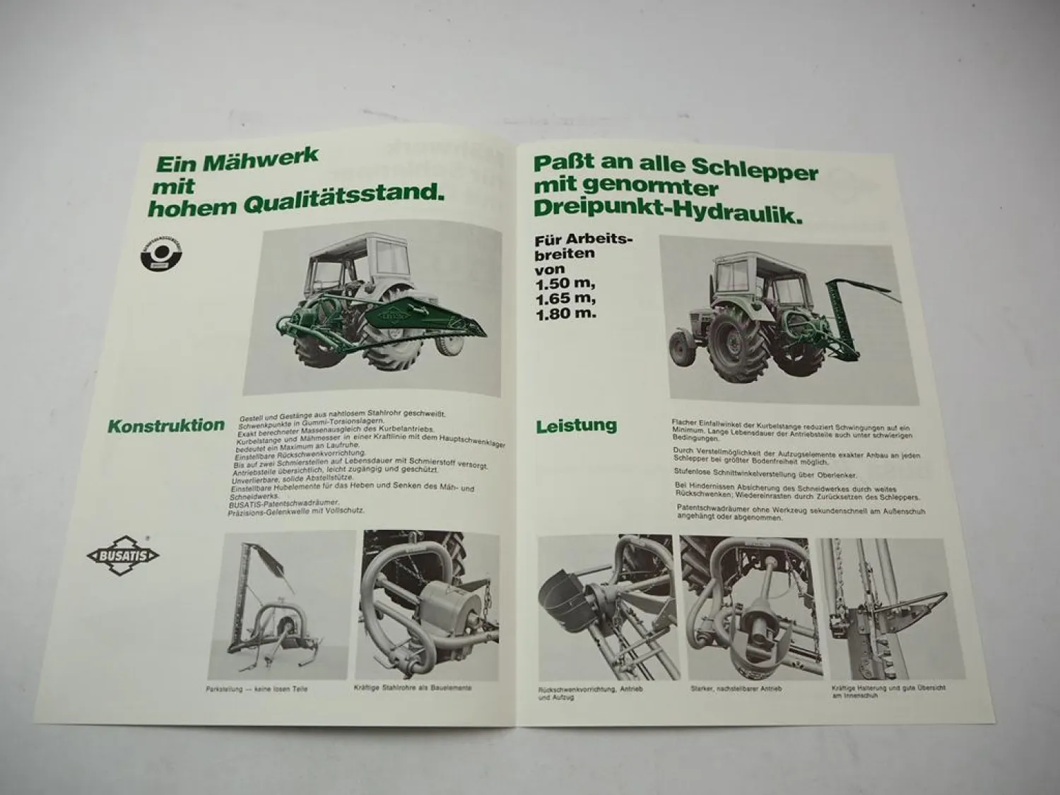 Original Prospekt Busatis BM1103 Mähwerk an Deutz Schlepper 1979