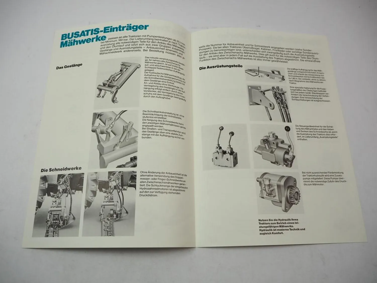 Original Prospekt Busatis Einträger Mähwerk für Fendt Deutz Schlüter IHC MF 1984