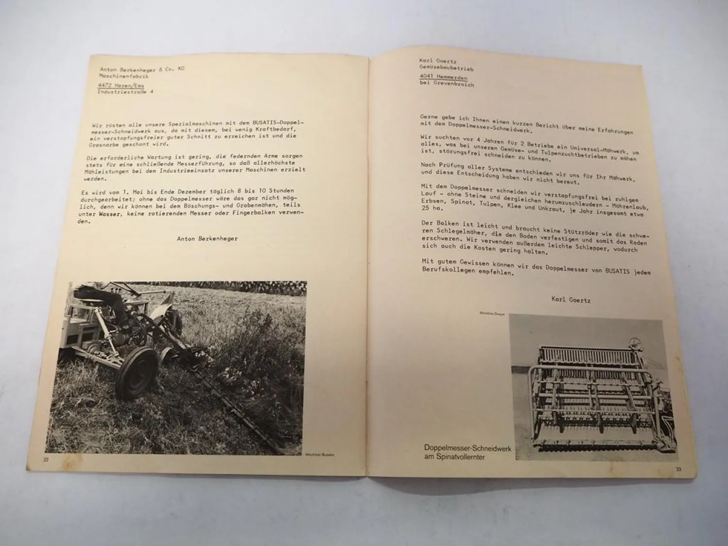 Original Prospekt Busatis Mähwerk an z.B. Unimog Deutz Fendt Schlepper 1968/69