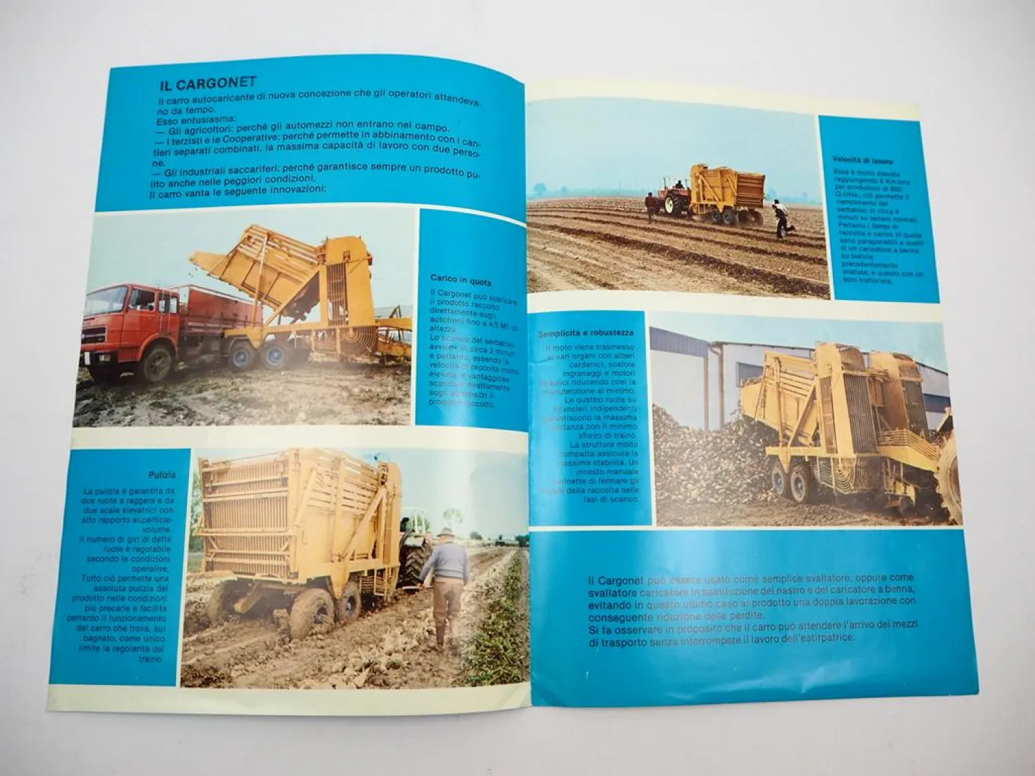 Original Prospekt Cargonet Rübenvollerntemaschine Landtechnik Italien 1970/80er