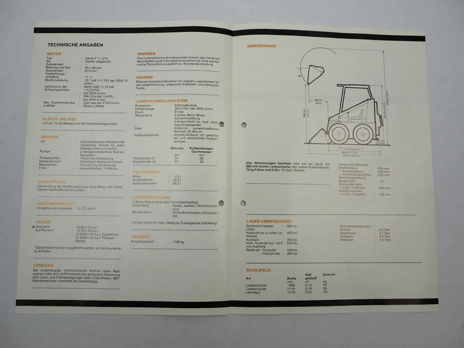 Original Prospekt Case 1816B Unilader mit 14 PS mit technischen Daten 1979