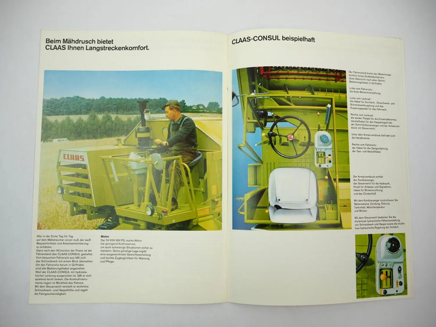 Original Prospekt Claas Consul Mähdrescher mit technischen Daten 1978