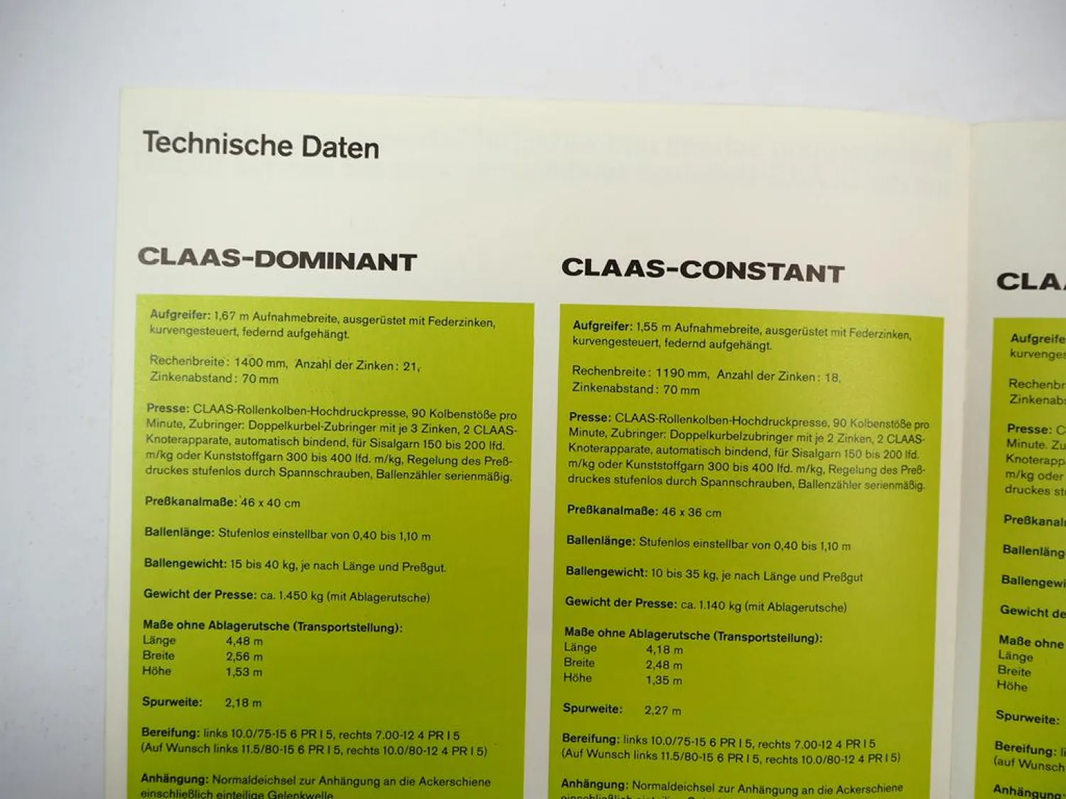 Original Prospekt Claas Dominant Constant Markant 40 50 Pressen 1978