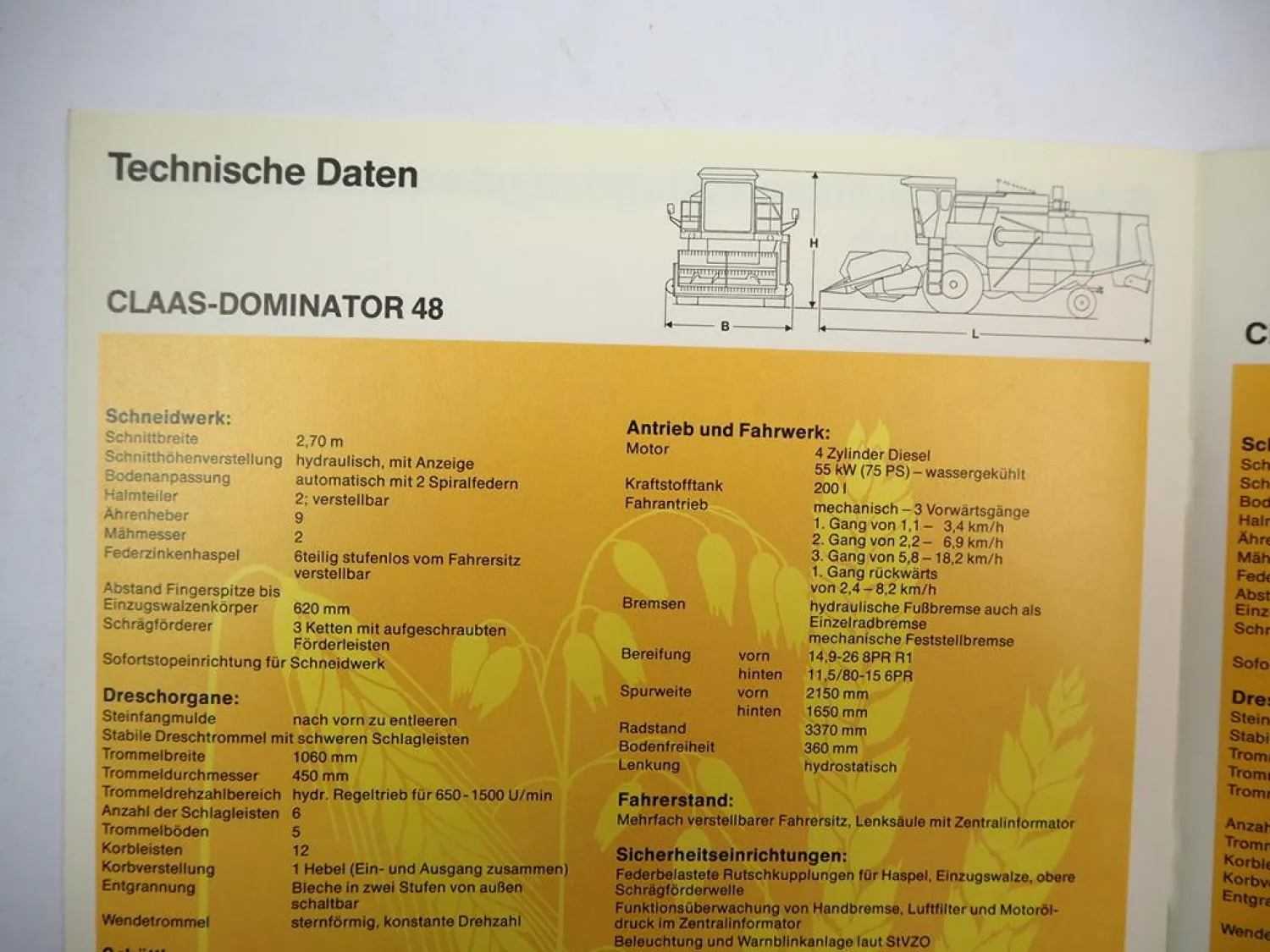 Original Prospekt Claas Dominator 38 48 Mähdrescher mit 20 Seiten von 1982